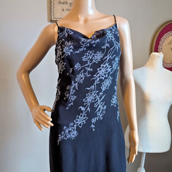 Vintage 1990s Rampage Slip Dress Floral Cottage Slit Whimsygoth Size 3 - Picture 10 of 16